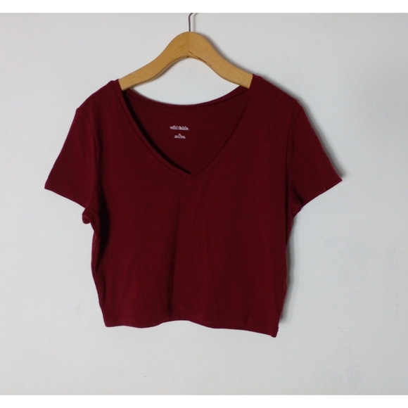 wild fable Tops Wild Fable Womens Short Sleeve V Neck Cropped T
